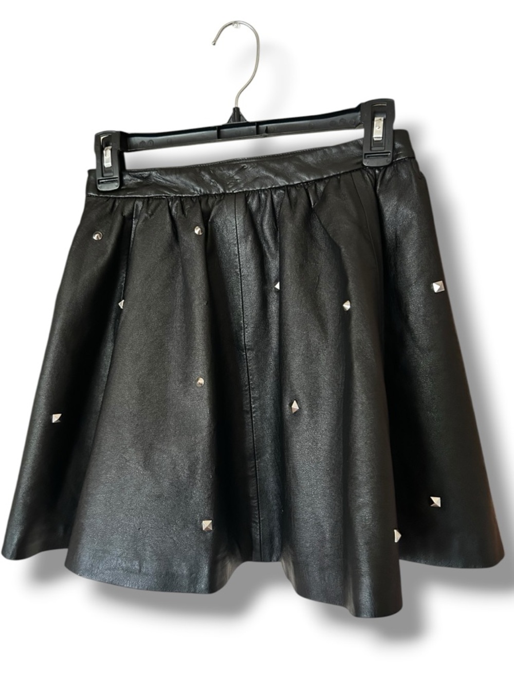 DIVIDED Faux Leather Studded Skater Skirt BLACK - Picture 2 of 10